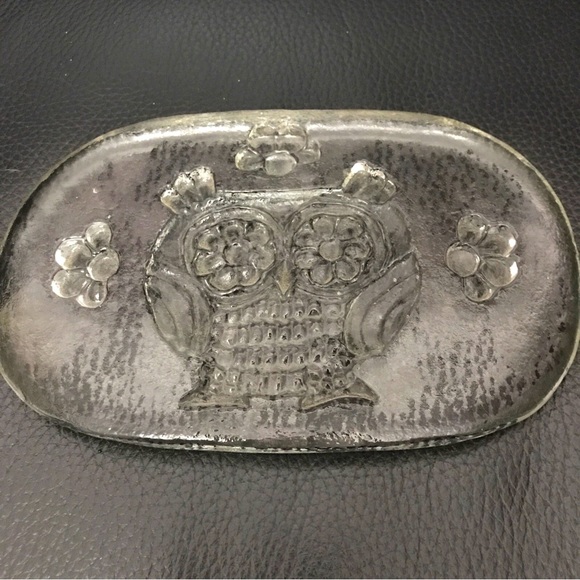 VTG Art heavy glass Butter/ Cheese Tray HERGISWIL BY NIEDERER - Picture 1 of 3